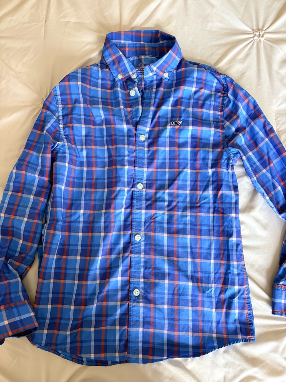 Vineyard Vines Boys Blue & Red Plaid Button-Down Shirt